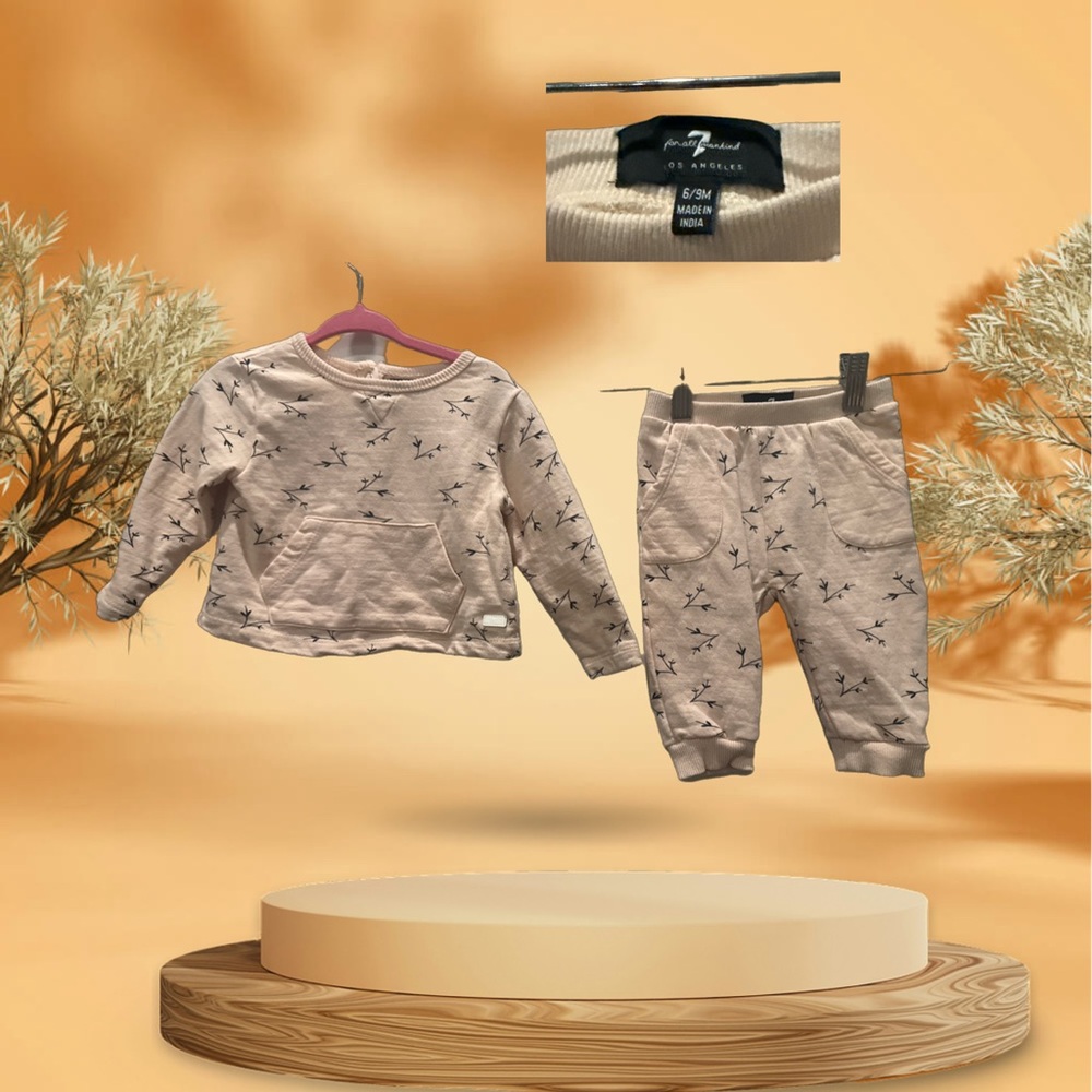 7 For Mankind Blush Pink Baby Jogger Set SZ 6-9 Montha